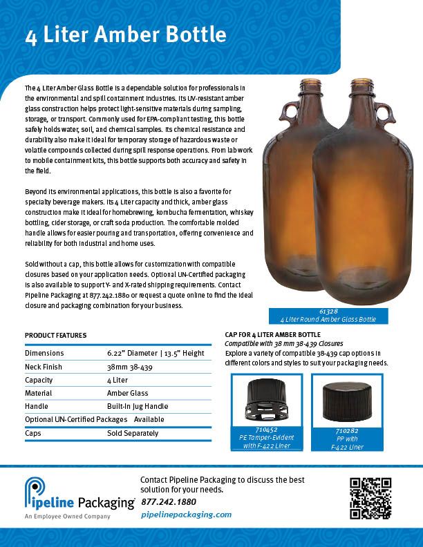 4 Liter Amber Bottle Sell Sheet